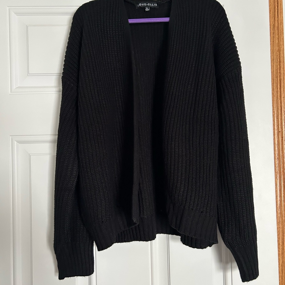 Black Open Front Cardigan